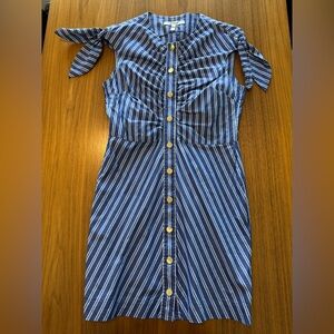 Derek Lam 10 Crosby Navy Striped Mini Dress with Full Snaps